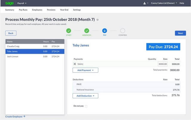 Sage Business Cloud Accounting Payroll